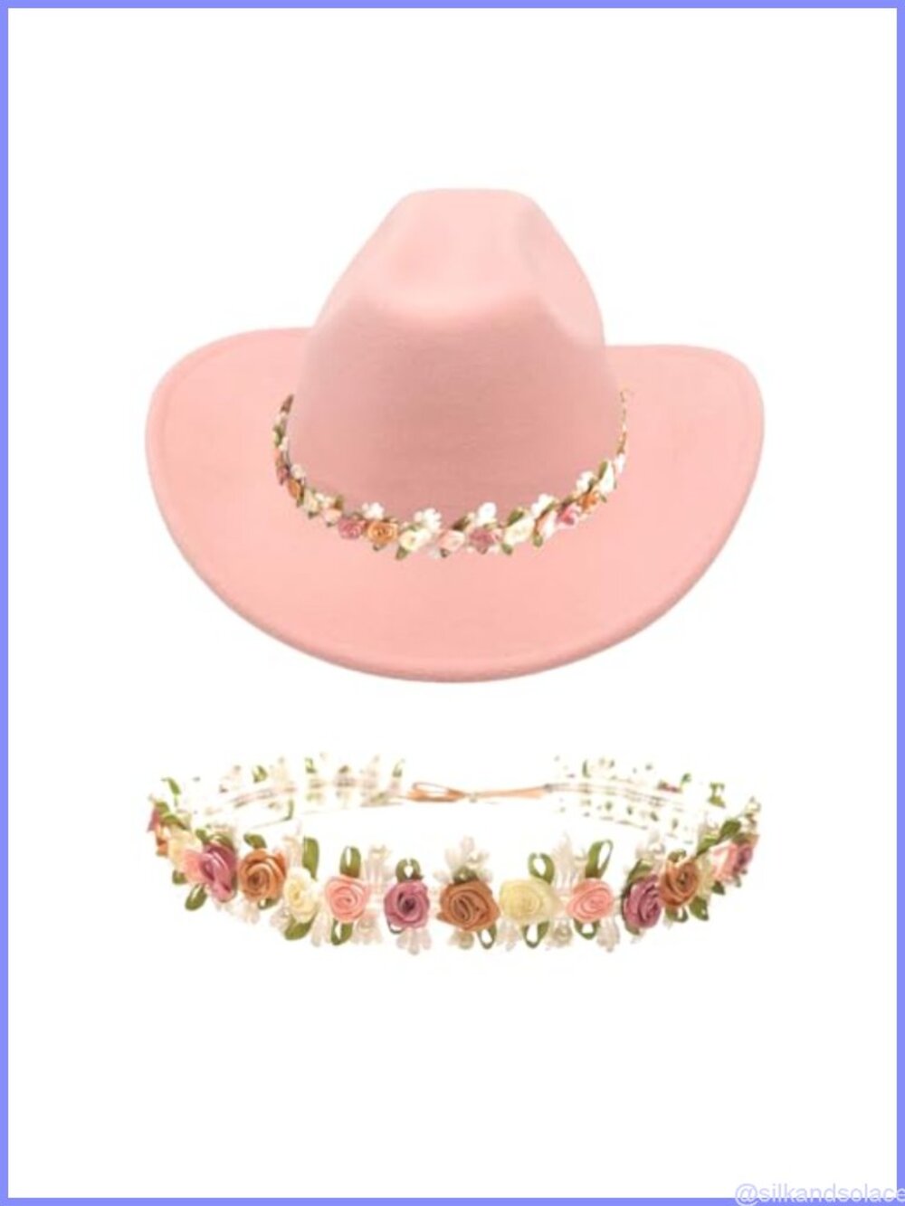 Lace Rose Hat Band for Cowboy Hats Fedora Adjustable